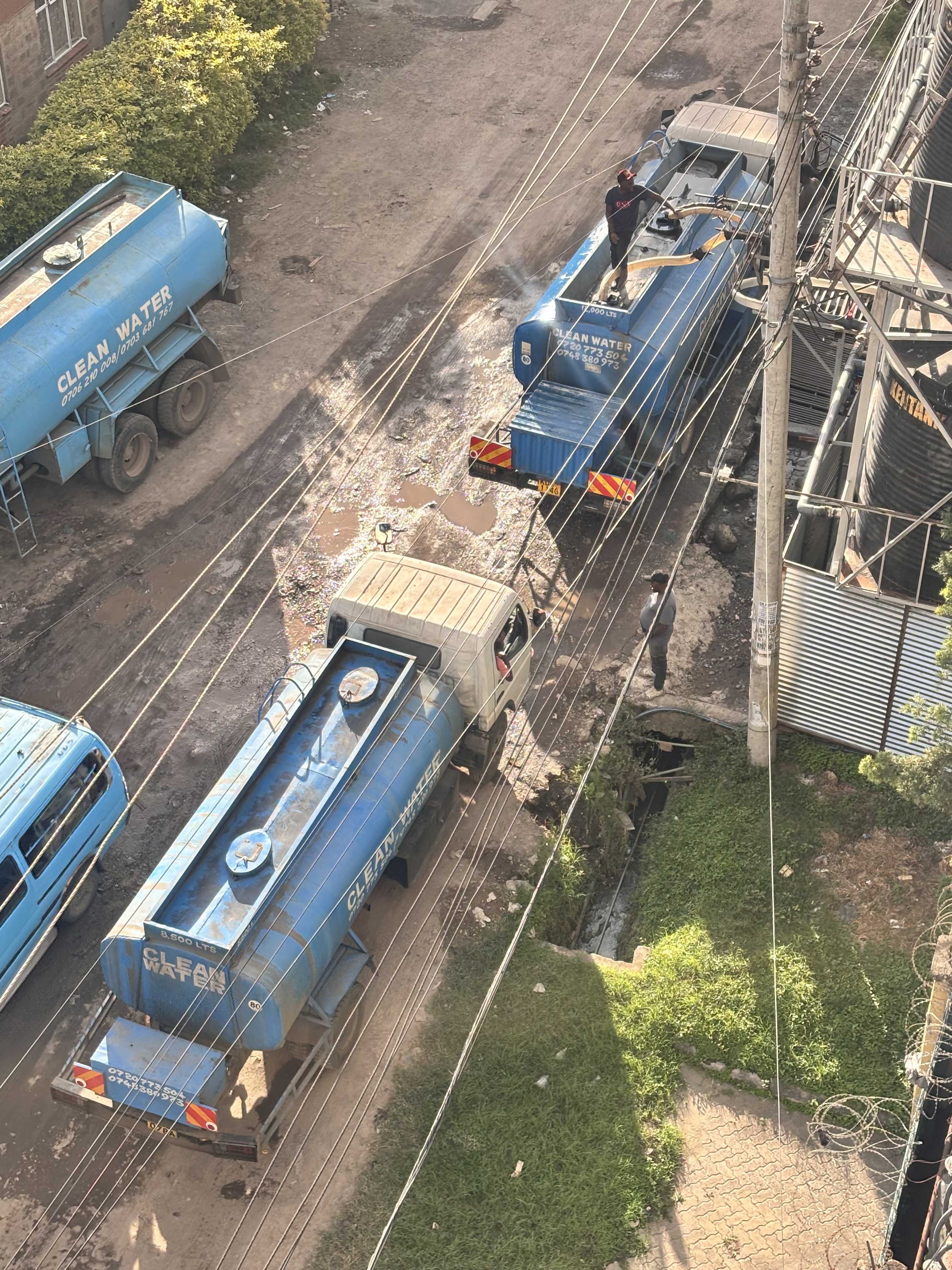 Tanker truck dispatching water from the Donholm borehole, Nairobi